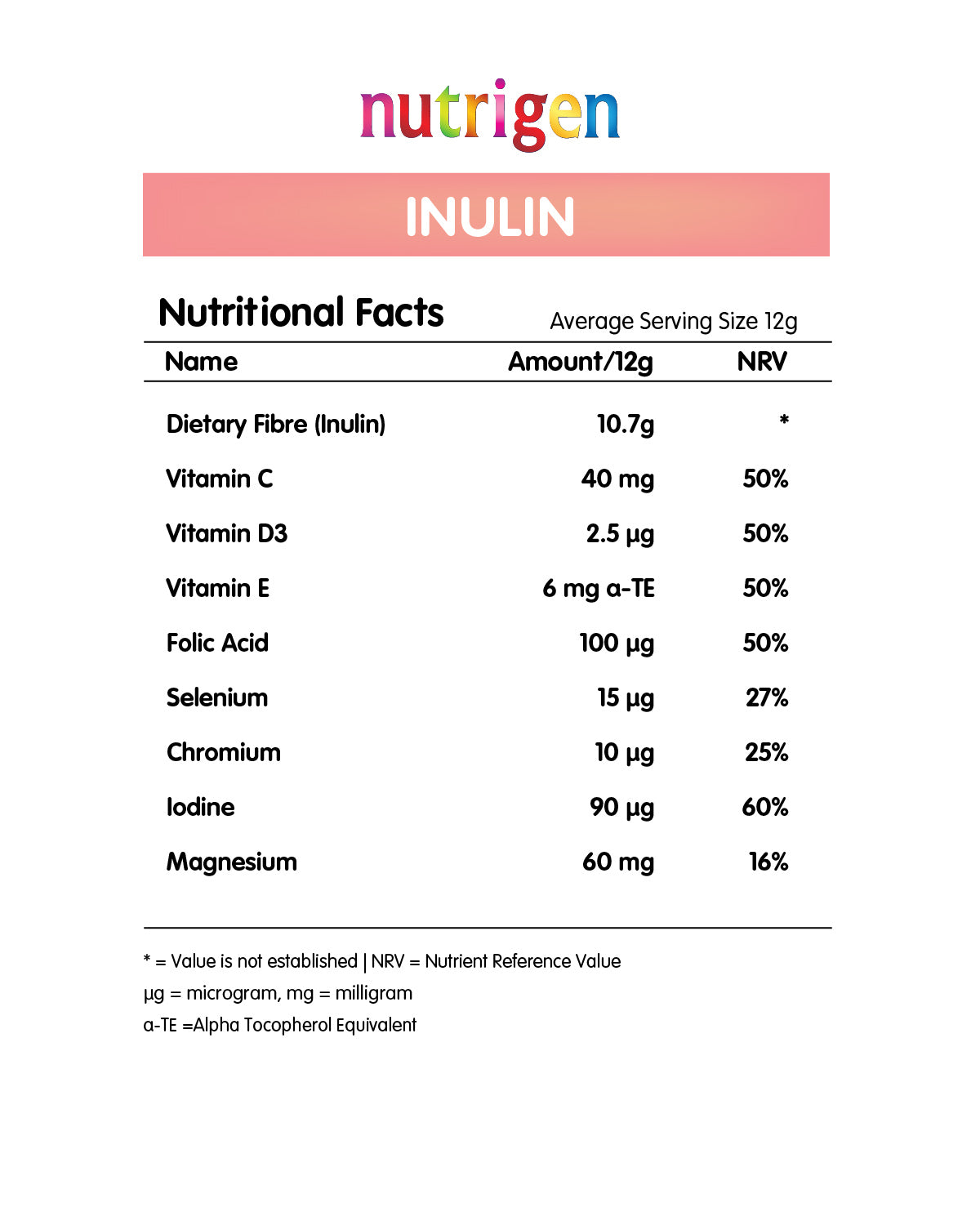 Nutrigen Inulin Powdered Drink Mix