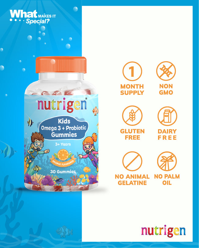 Nutrigen Kids Omega 3 and Probiotic Gummies