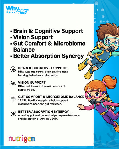 Nutrigen Kids Omega 3 and Probiotic Gummies