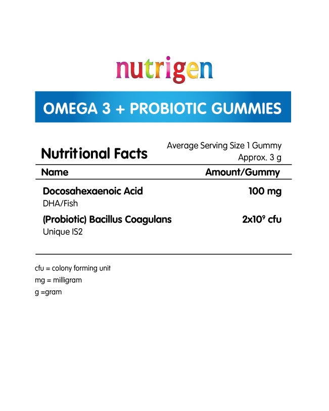 Nutrigen Kids Omega 3 and Probiotic Gummies