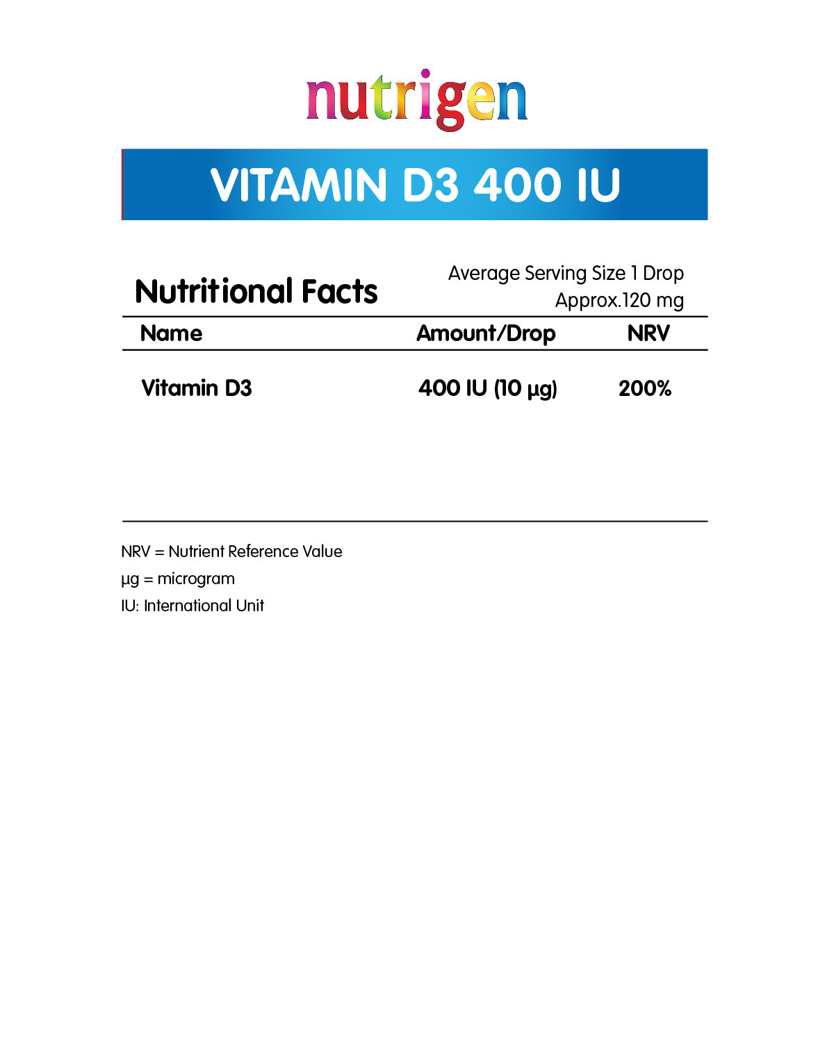 Nutrigen Vitamin D 3 Drops 400 IU