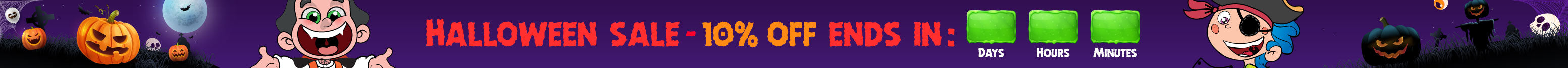 Halloween sale: 10% off. Ends in: